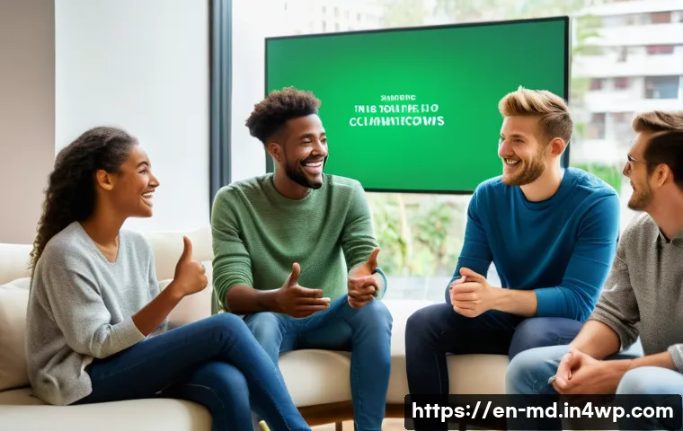 소셜 증명 활용한 온라인 커뮤니티 구축 - **Prompt: Community Reacting to Testimonials**
    "A diverse group of young adults, aged 20-35, are...