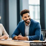 Home 22 소셜 증명과 커뮤니케이션 스킬 향상 - A professional setting with diverse people engaged in a networking event, showcasing active listenin...